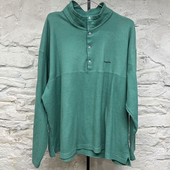 VINTAGE Patagonia Mens Snap T Sweater Extra Large Green Fleece Synchilla 1990s - Picture 1 of 11